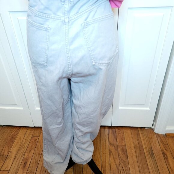 H & M Gray High Rise Straight Leg Mom Jeans 12 Baggy Relaxed 90s Grunge - Picture 2 of 10